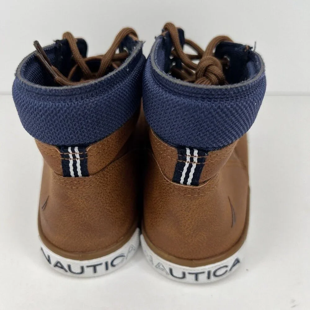 Nautica LaceUp Faux Leather Lace-Up Brown Chukka Boots Boys Size 4 Ankle Boots